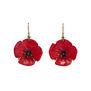 Red poppy hook earrings by Michael Michaud